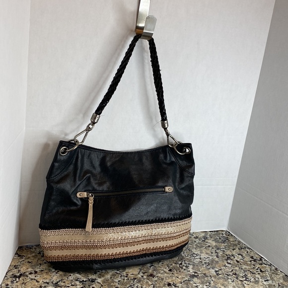 The Sak Indio Demi Shoulder Bag, Black/Shiitake Crochet, One Size - Picture 2 of 12